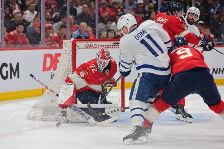 Maple Leafs’ Max Domi slams Sasha Barkov into boards from behind, massive scrum ensues [WATCH]