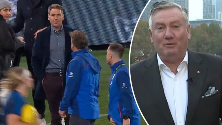 Luke Beveridge, Kane Cornes clash before Western Bulldogs vs Geelong Cats game, video