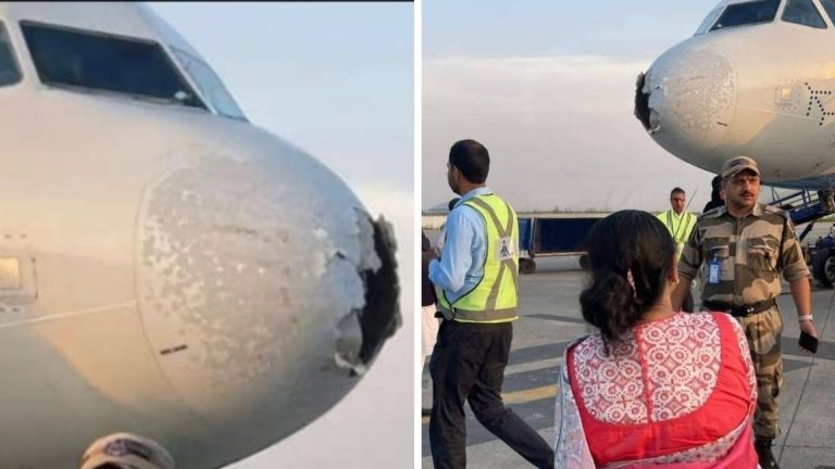 Panic on board as IndiGo flight hit by hailstorm, lands in Srinagar with damaged nose