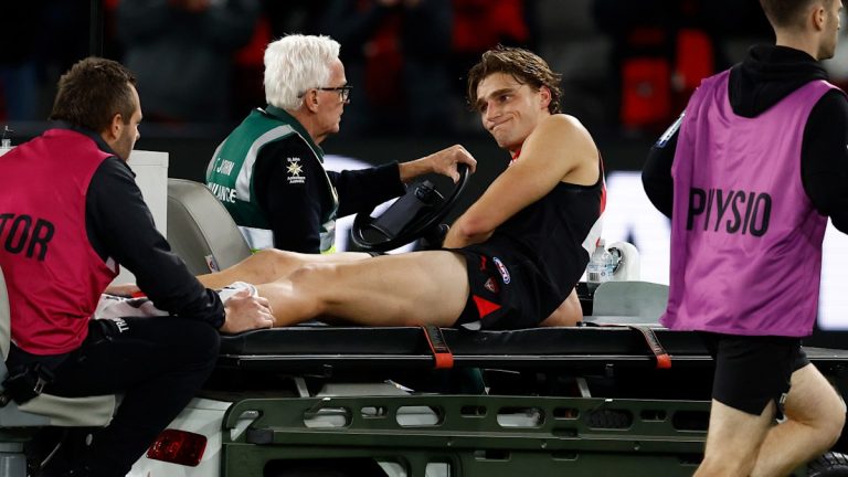 Essendon’s Harrison Jones suffers dislocated ankle vs North Melbourne