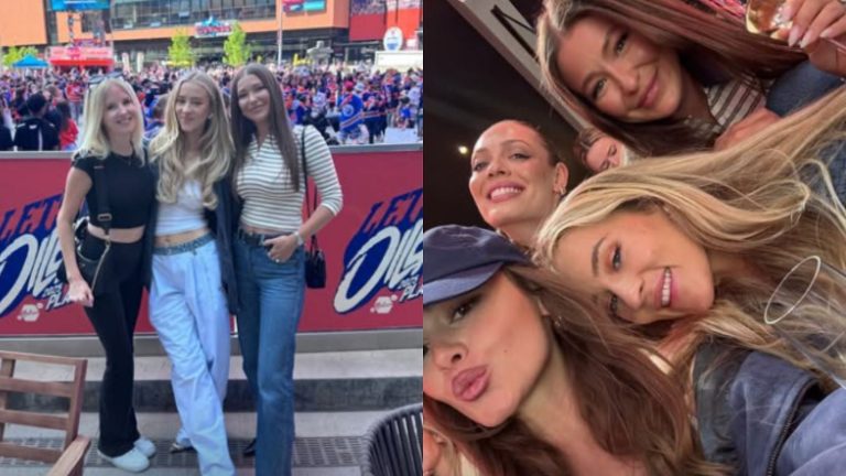Leon Draisaitl’s fiancee, Connor McDavid’s wife take in the vibes at Oilers’ electric Moss Pit ahead of Game 3 vs Stars