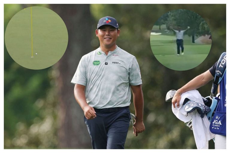 Si Woo Kim erupts in celebration after stunning ace in the PGA Championship 2025, Round 2