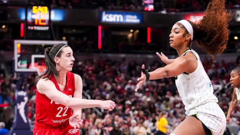 Caitlin Clark has triple-double in win over Angel Reese, Sky