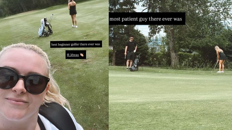 Carey Price’s wife Angela enjoys golfing day out with ‘most patient guy there ever was’ in Habs legend