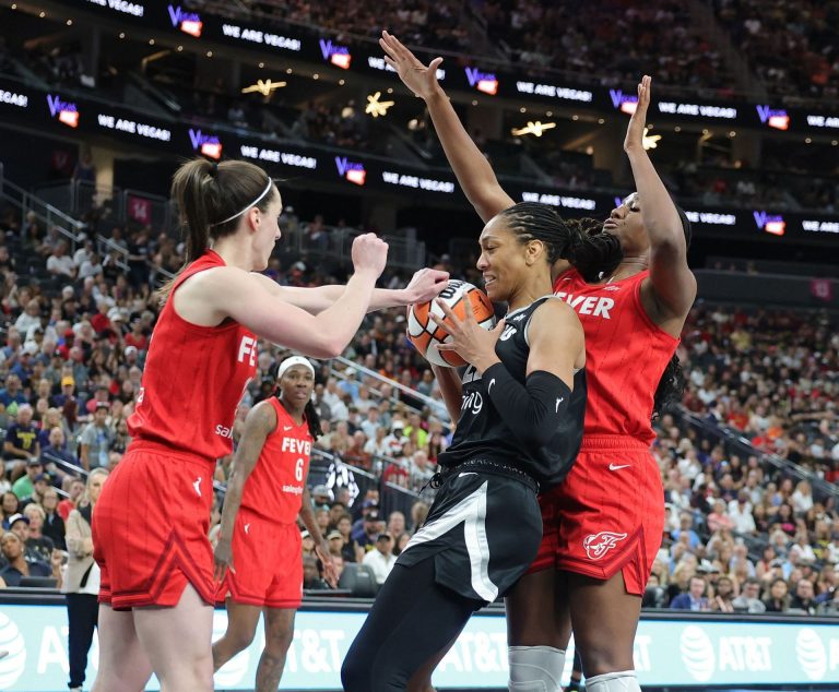 WNBA fans react as A’ja Wilson seemingly accuses Caitlin Clark’s $233,468 teammate of “flopping”  
