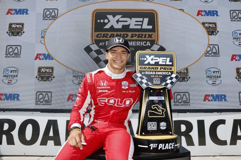 Alex Palou rates his singing after ‘Red Solo Cup’ performance post-victory at Road America