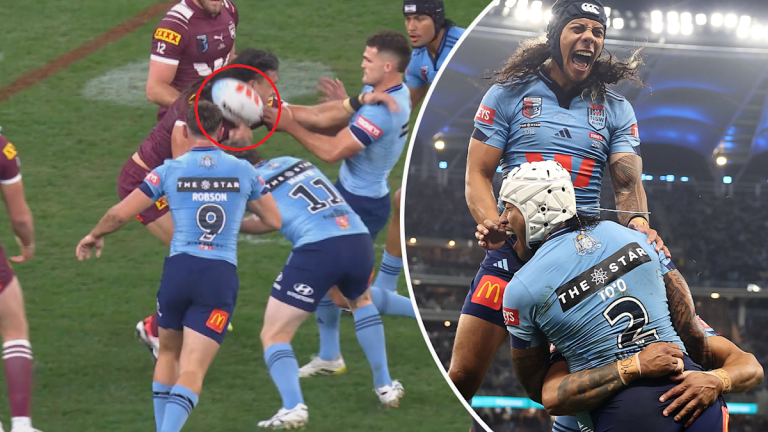State of Origin 2025 | Brian To’o scores for NSW Blues; Tino Fa’asuamaleaui﻿ knock on, captain’s challenge; Who was first tryscorer in game two?