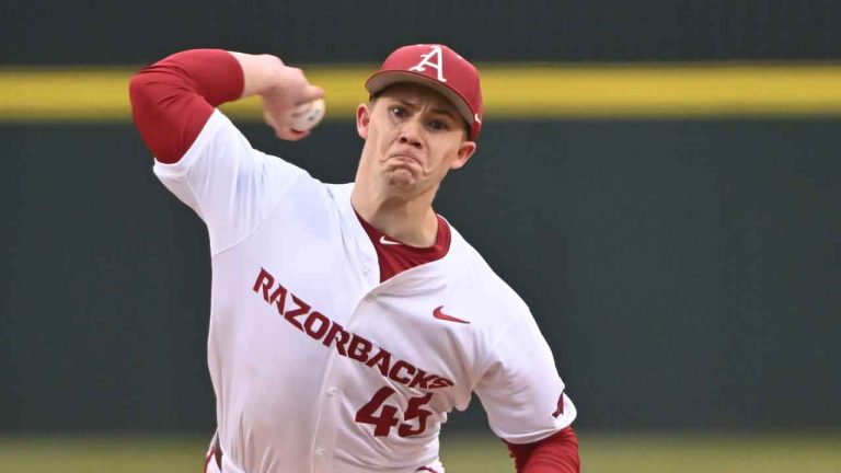 Arkansas’ Wood pitches third no-hitter in CWS history vs. Murray State