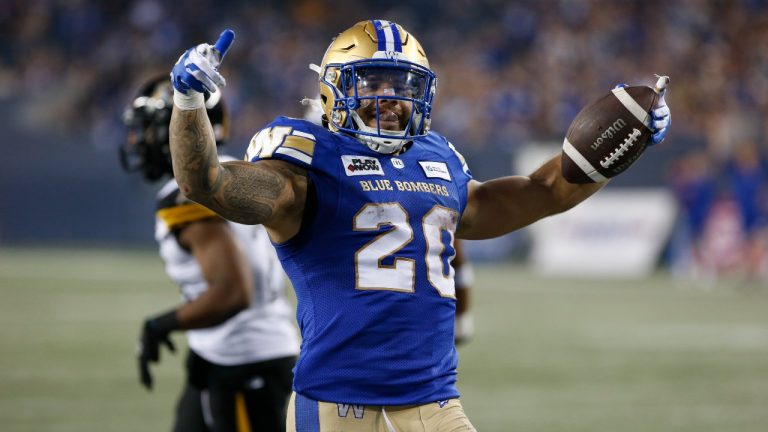 Blue Bombers star RB Brady Oliveira exits opener with upper-body injury