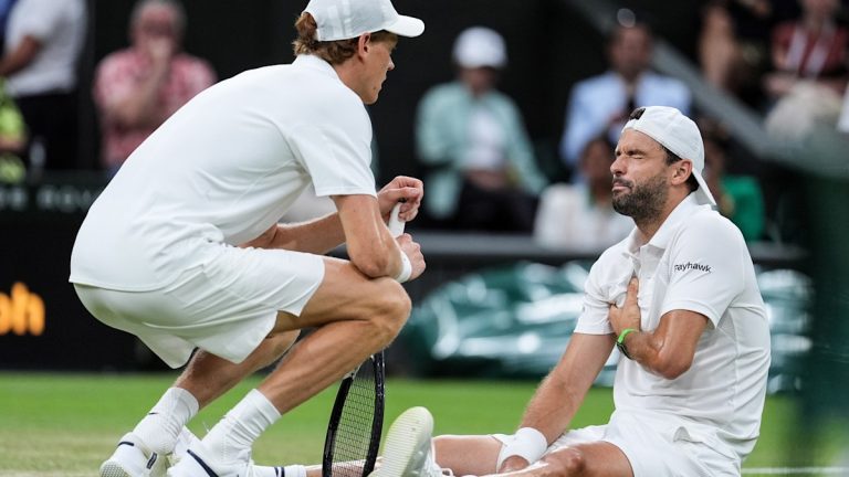 Jannik Sinner advances after Grigor Dimitrov injury