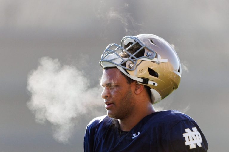 Notre Dame OL Charles Jagusah breaks arm in UTV accident