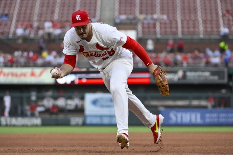 Cards 3B Nolan Arenado (sprained finger) taken out vs. Braves