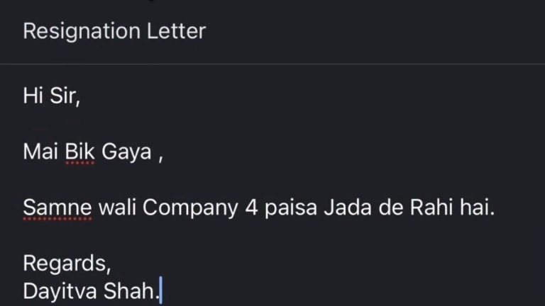 ‘Main bik gaya’: Employee’s resignation letter goes viral, netizens have this to say