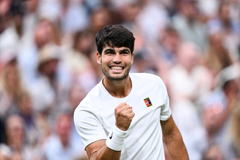 Alcaraz survives Rublev, stay on course for hat-trick