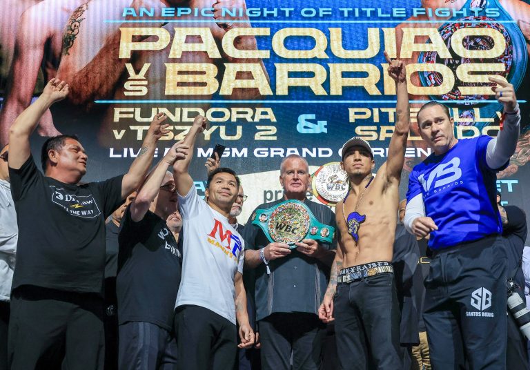 Manny Pacquiao, Mario Barrios make weights for Vegas showdown
