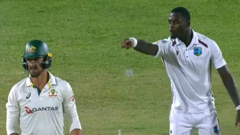 Aussies skittled by Shamar again as Windies quick’s Starc send-off, walking wounded cause night session chaos