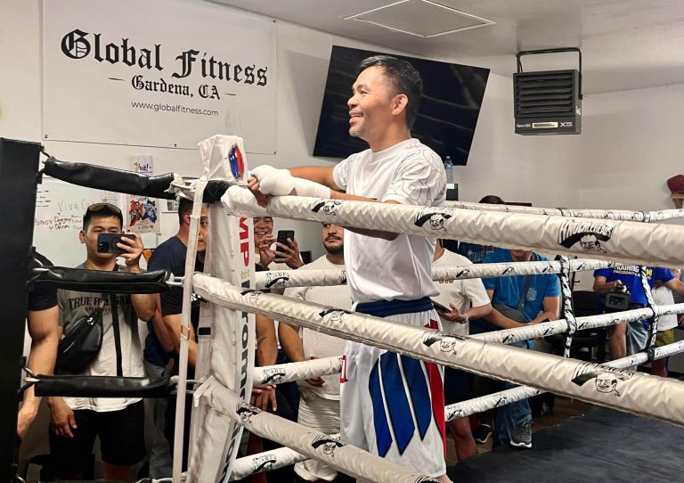 Pacquiao resumes grind in Las Vegas, mindful of body at 46