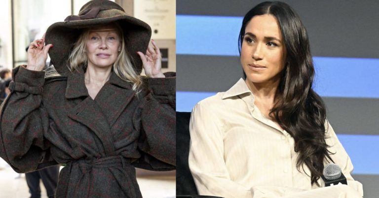 Pamela Anderson has a one-word reaction to being asked whether Meghan Markle’s Netflix show ripped off her cooking show