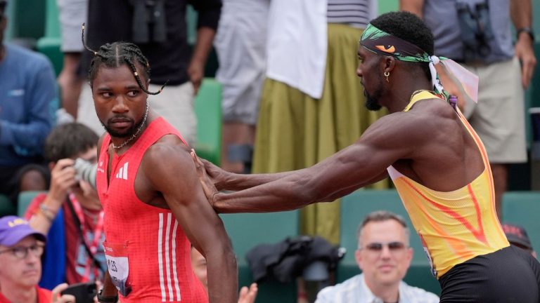 Lyles shoved by Bednarek after his win in 200 metres at U.S. nationals
